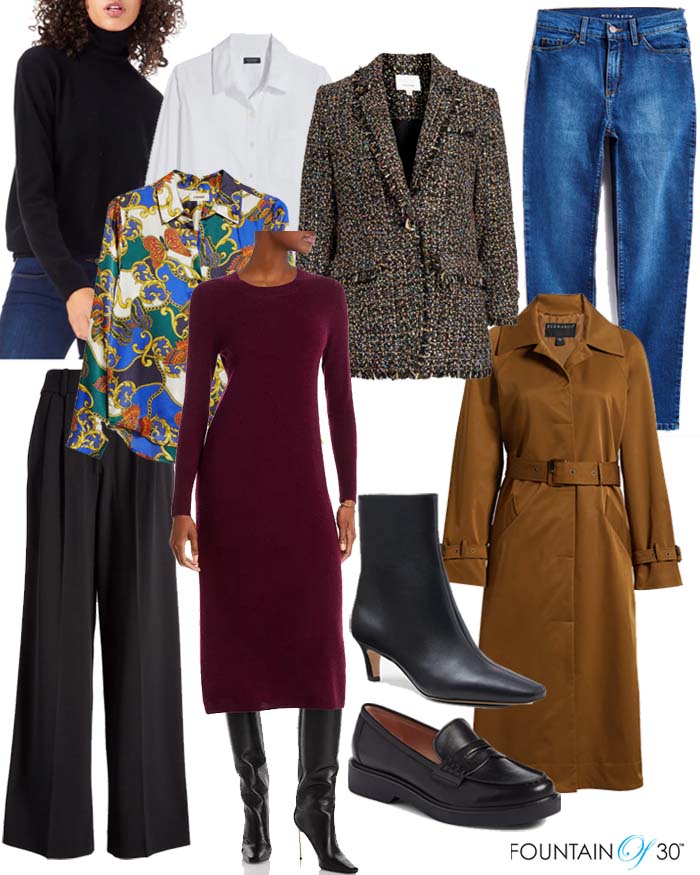 fall capsule wardrobe for women over 50 fountainof30