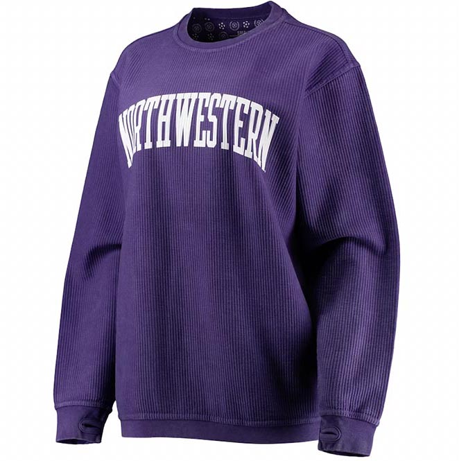 Northwestern Wildcats Comfy Cord Vintage Wash Basic Arch Pullover Sweatshirt