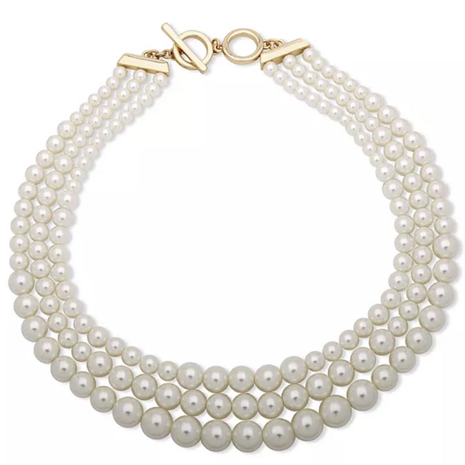 Anne Klein Graduated Pearl Collar Necklace fountainof30