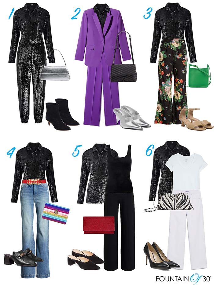 6 ways to wear a sequin shirt fountainof30