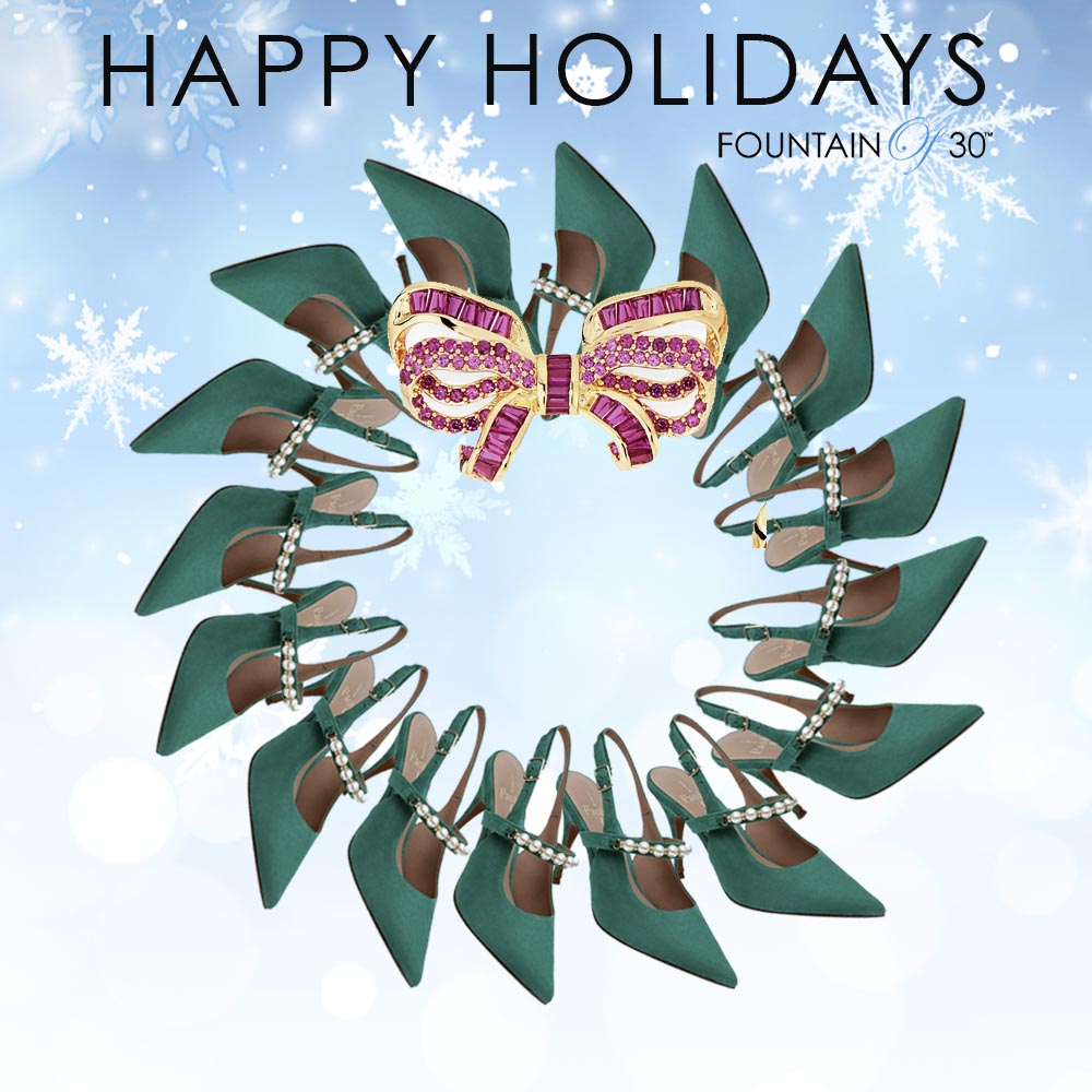 happy holidays 2023 shoe wreath fountainof30