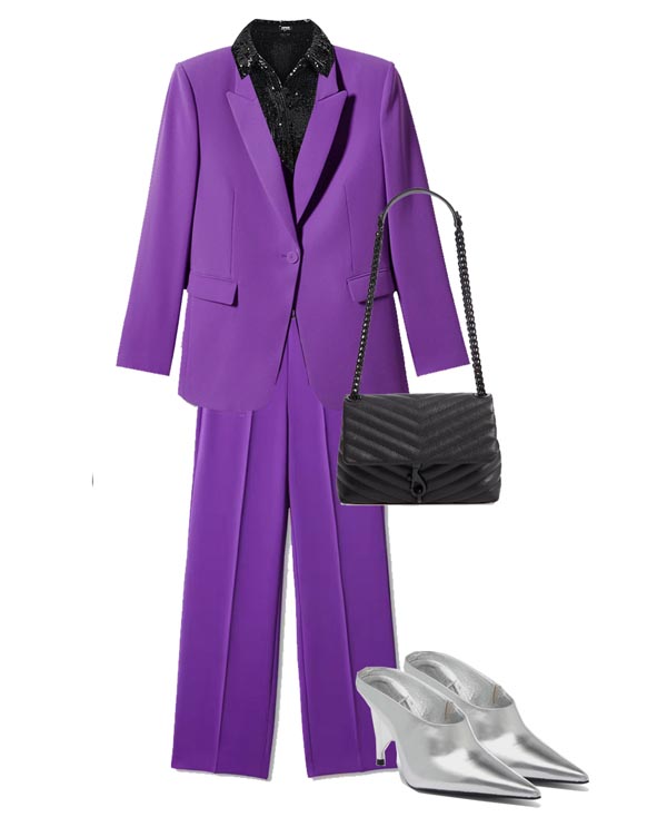 black sequin top under pruple suit fountainof30