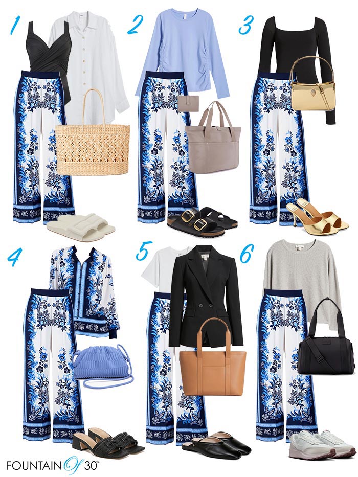 6 outfits with wide leg floral pants fountainof30