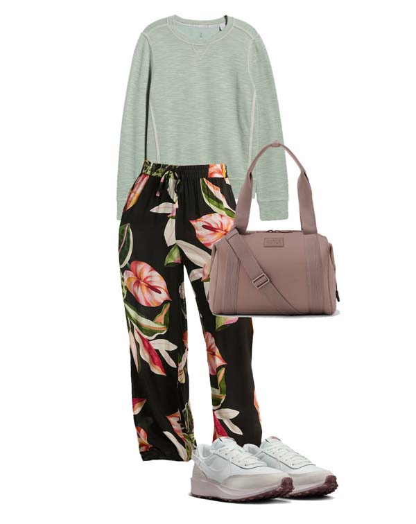 casual floral beach pants with chic sweatshirt fountainof30