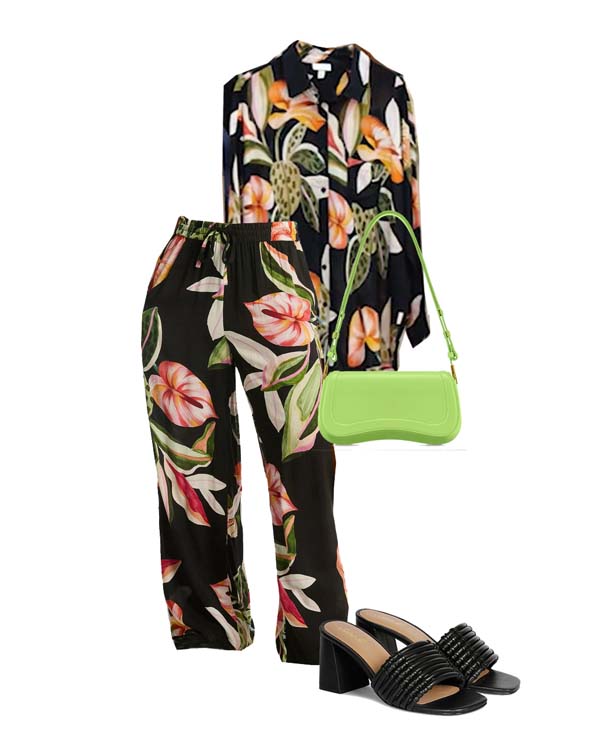 floral beach pants and matching shirt fountainof30