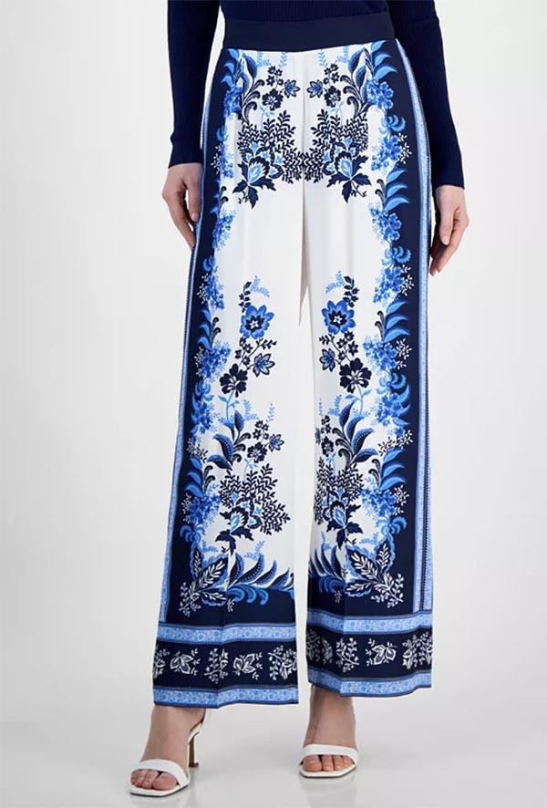 blue floral beach coverup pants