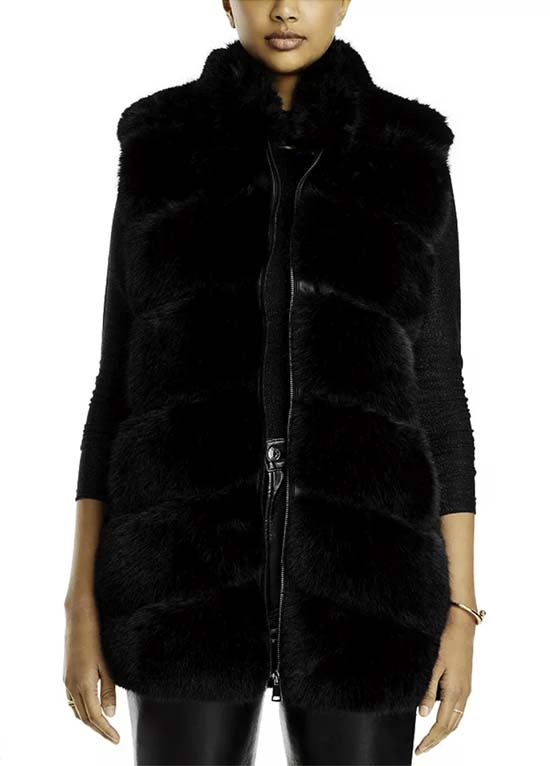 Furry Vest black faux chevron fountainof30
