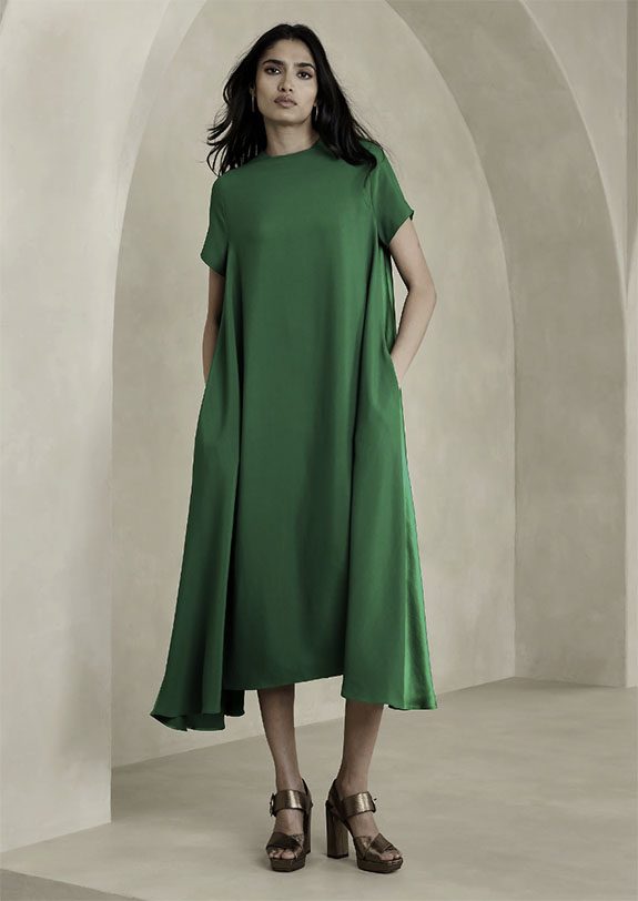 green Banana Republic Aurelia Crepe & Satin Maxi Dress fountainof30