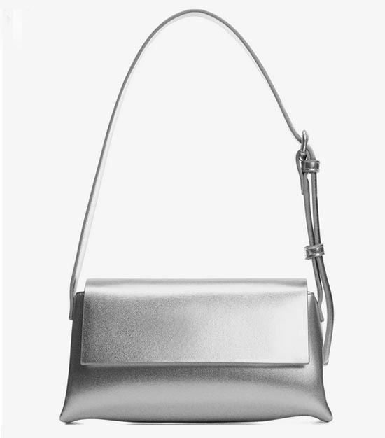metallic silver shoulder bag spring 2024 trend fountainof30