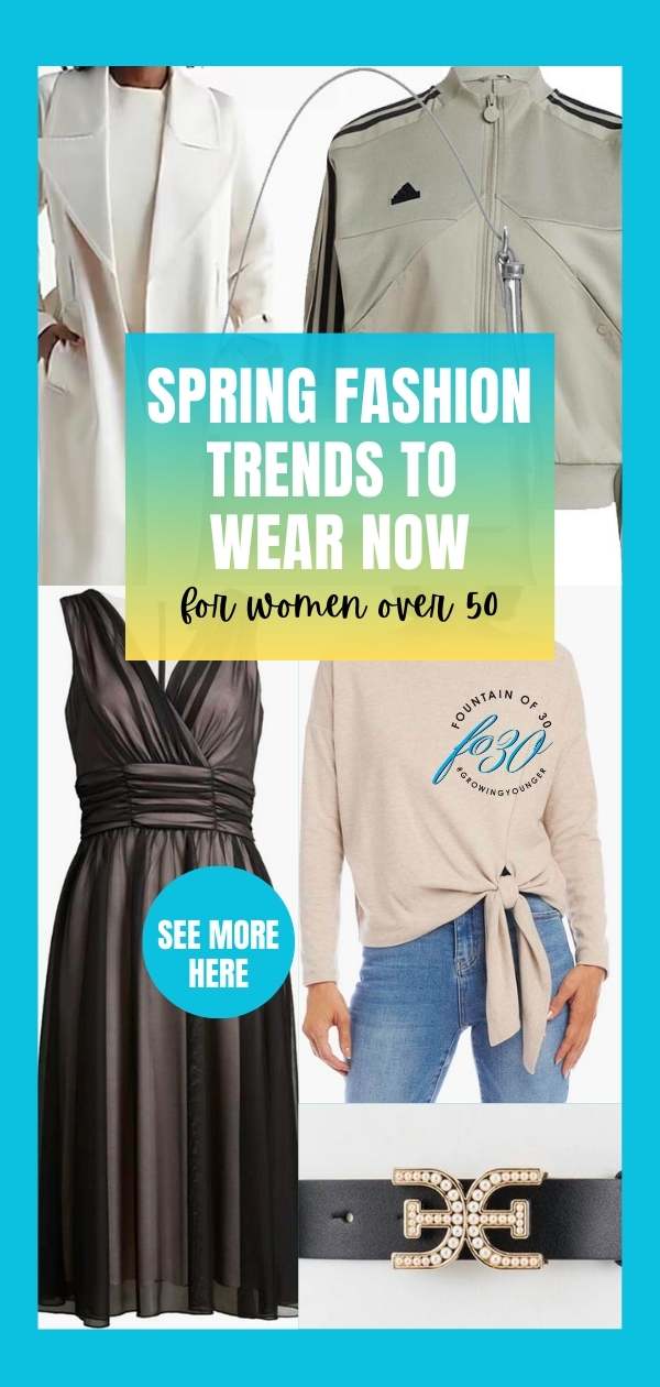 spring trends shiny coat sporty track jacket sheer dress knotted top statement belt fountainof30