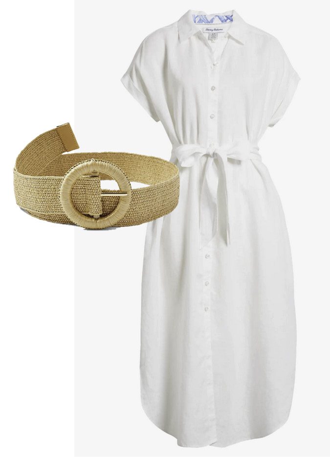 Woven Wide Belt with A Shirtdress fountainof30