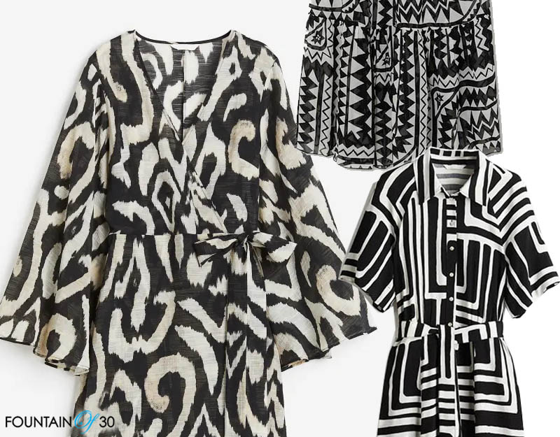 large print black and white dresses spring summer fountainof30