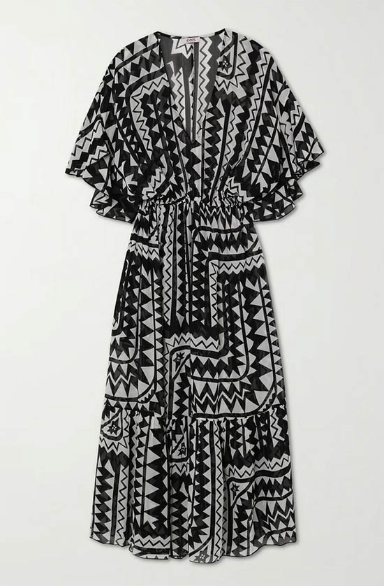 Black and white Eres Rivage printed silk-crepon dress