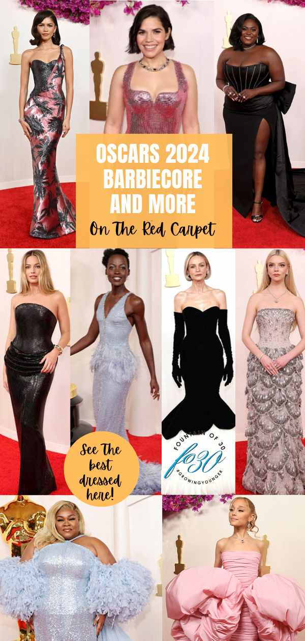 oscars 2024 celebs on the red carpet barbiecore sculptured looks all black fountainof30