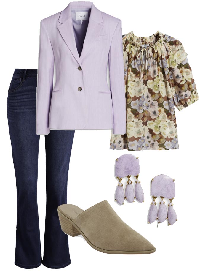 light purple jacket with jeans outfit fountainof30