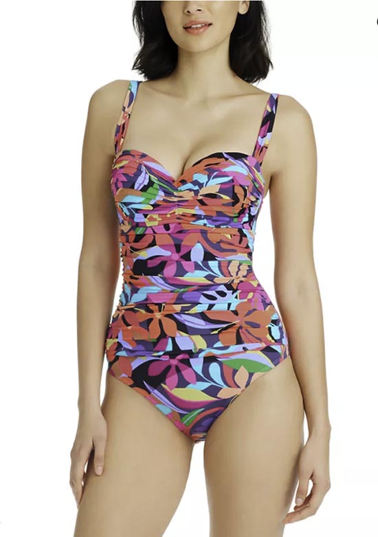 bold print Shirred One-Piece Swimsuit fountainof30