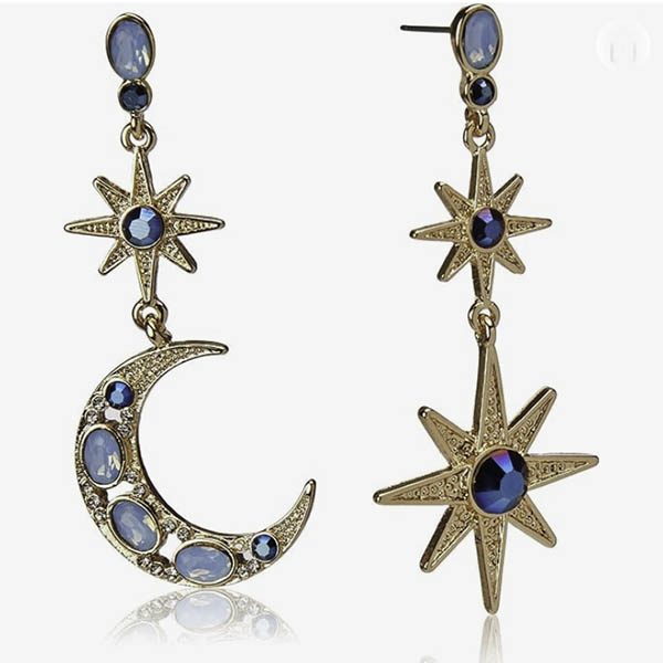 Betsey Johnson Celestial Moon & Star Drop Earrings