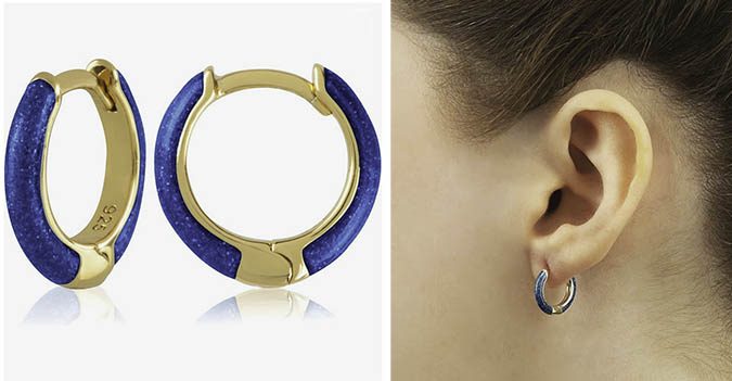 Juliette Collection 14K Gold Plated Sterling Silver Enamel Color Huggie Hoop Earrings