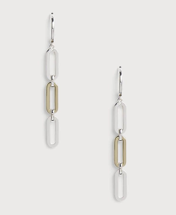 Lauren Ralph Lauren Two-Tone Link Linear Drop Earrings