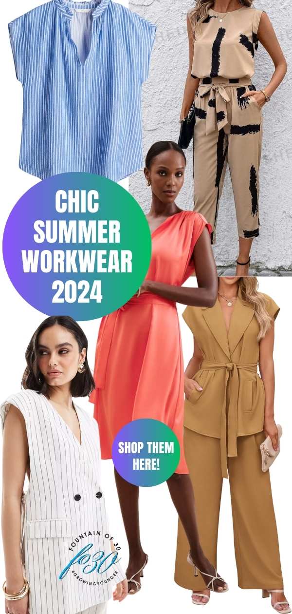 chic summer workwear 2024 for women over 50 fountainof30