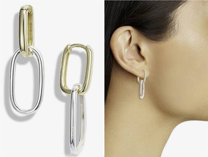 Argento Vivo Sterling Silver Two-Tone Link Earrings