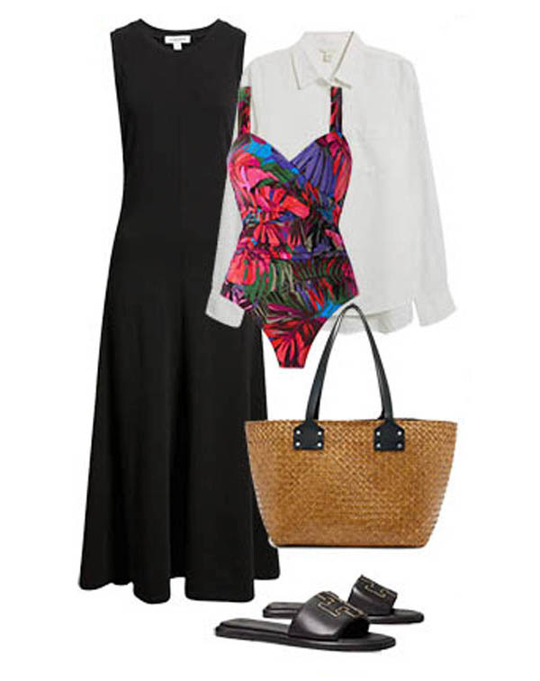 LBD as swim coverup outfit ideas fountainof30