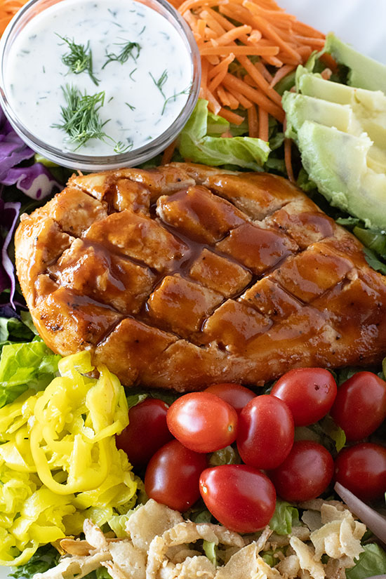 close up BBQ Crisscross Chicken Salad fountainof30