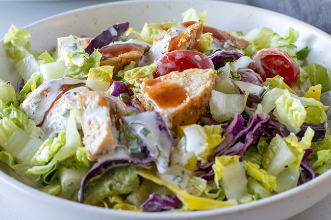 BBQ Crisscross Chicken Salad single serving with dressing fountainof30