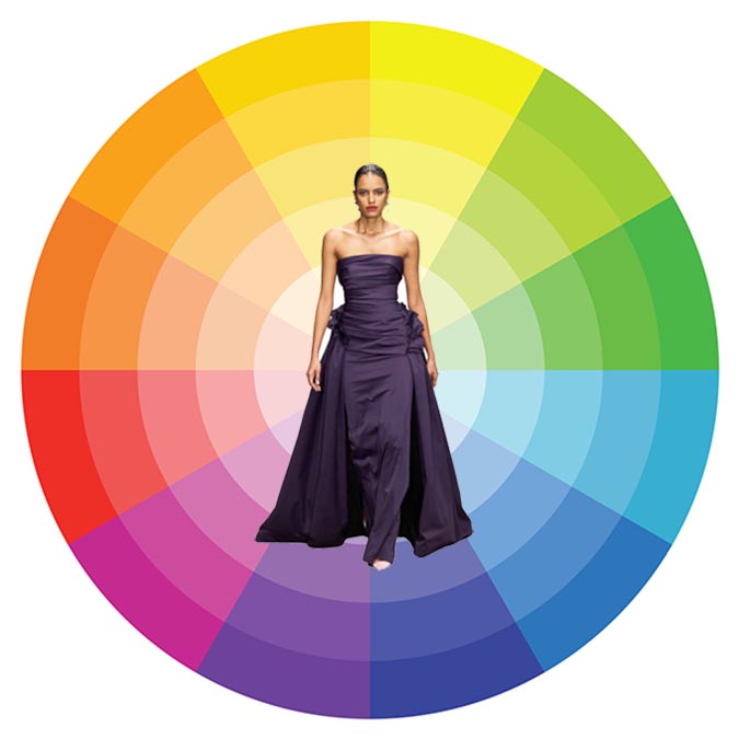 pl;um gown with color wheel fountainof30