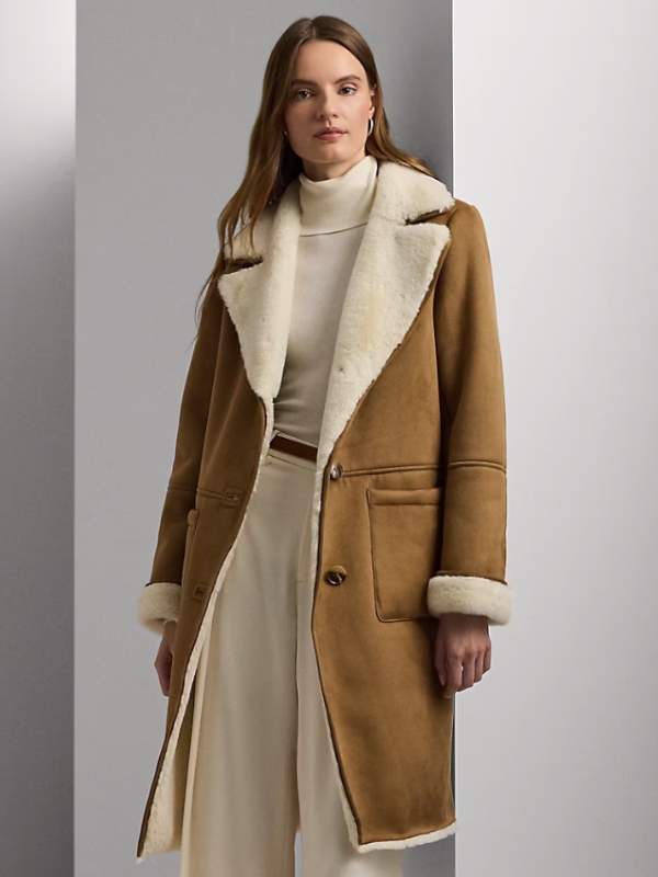 ] Faux-Shearling & Faux-Suede Coat
