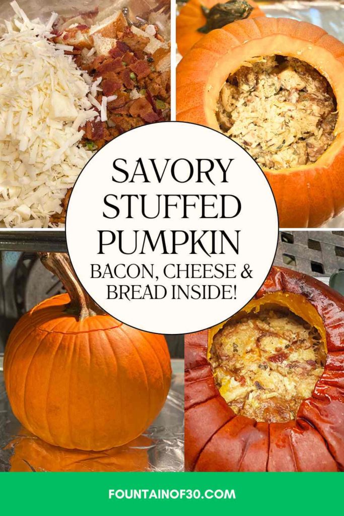 Imagine pulling apart a warm, savory stuffed pumpkin centers filled with bread, bacon, melted cheese & garlic — the ultimate fall showpiece. Click for the full recipe and serving tips. #savorypumpkin #fallrecipes #pumpkinstuffing #thanksgivingdish #autumnfood #recipesoftheday