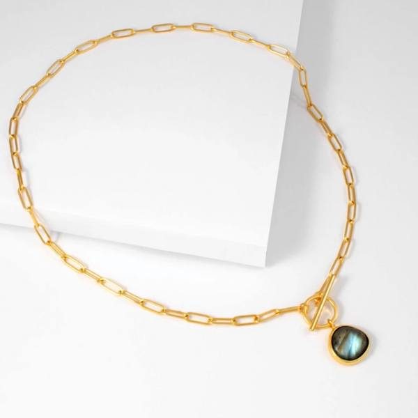 Labradorite T-Clasp Gold Necklace fountainof30