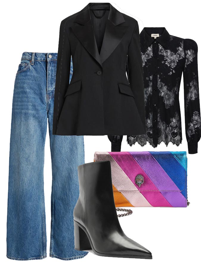 Tuxedo Jacket With Jeans outfit for women over 50 fountainof30
