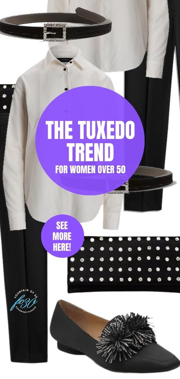 the tuxedo trend for women over 50 fountainof30
