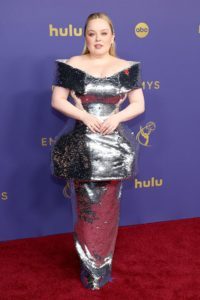 fututisttic fashion trend Nicola Coughlan silver dress