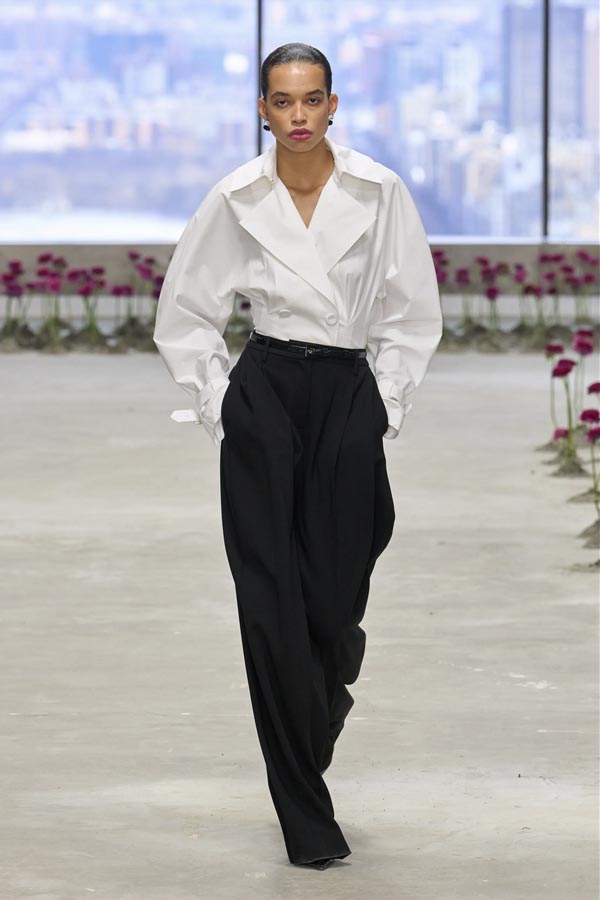 Carolina Herrera fall 2025 white shirt slouchy black trousers fountainof30