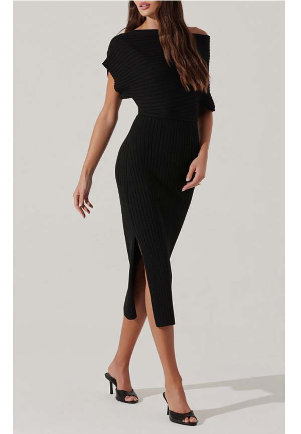 black off one shoulder sweater dress fountainof30