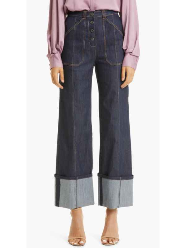 Cinq à Sept Benji Topstitch Cuff Jeans, $295