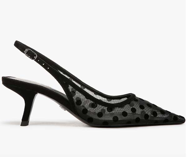 black polka dot mesh Sam Edelman Sling pump fountainof30