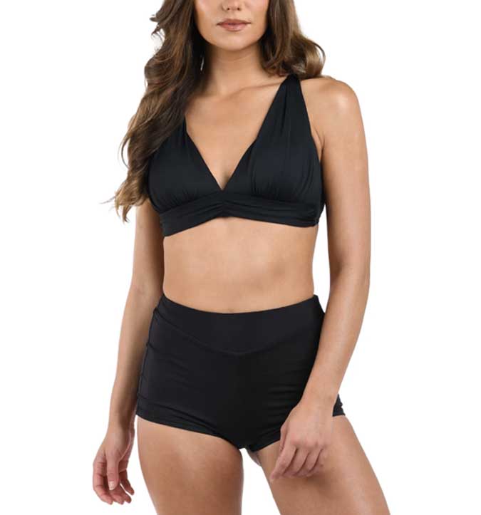 Solid Black with Boy Shorts high waisted bikini fountainof30