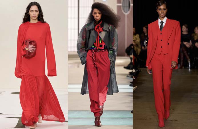 cherry red trend fall 2025 Calvin Klein Collection, Louis Vuitton, Sergio Hudson