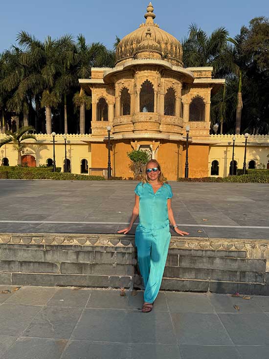 travel and fashion editor Jacqueline Zenn at Jagmandir Island Palace