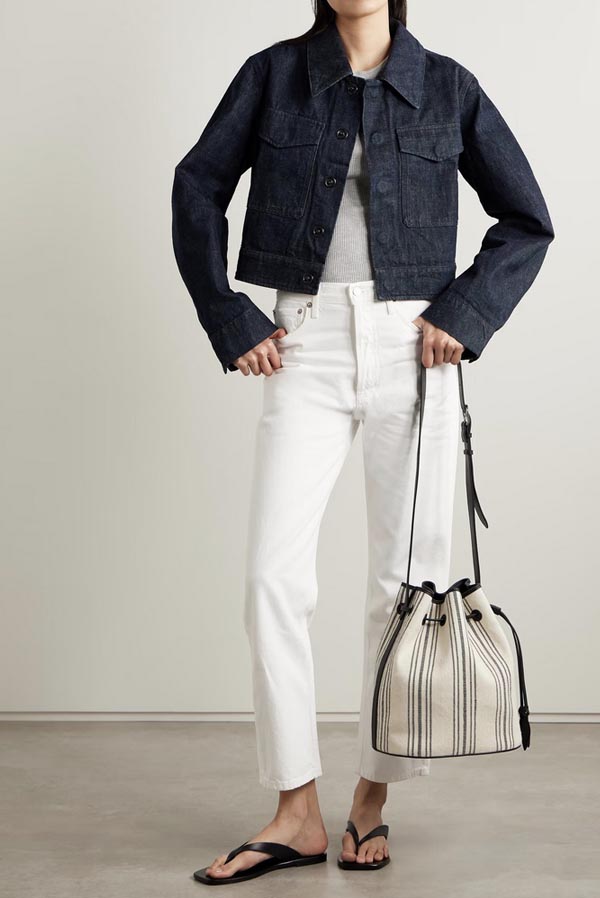 Cropped High-Rise Straight-Leg Jeans white fountainof30