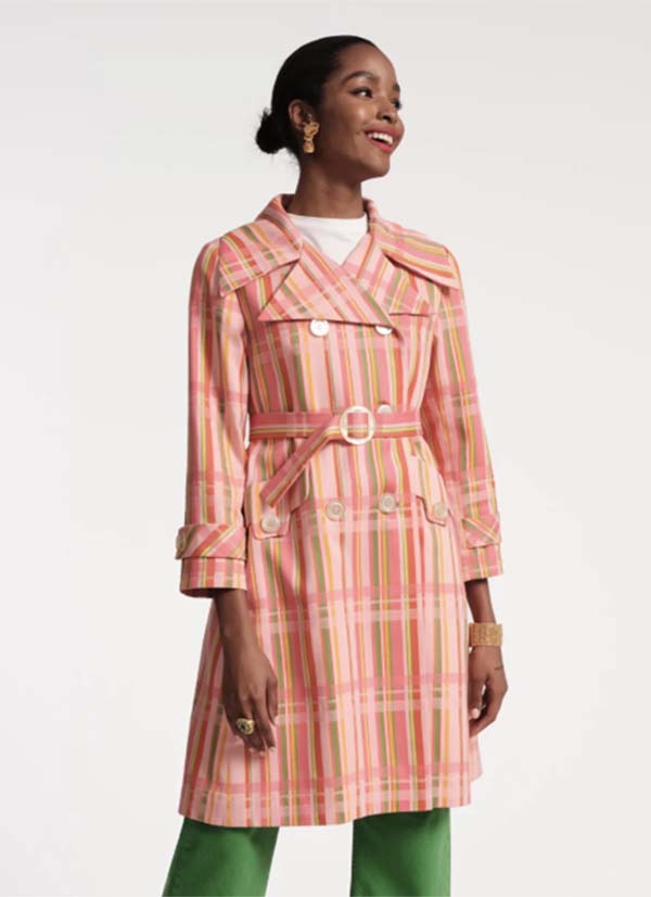 plaid trench