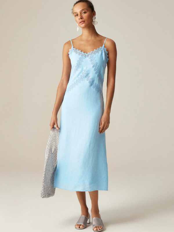 J.Crew Lace-Trim Slip Dress in Linen