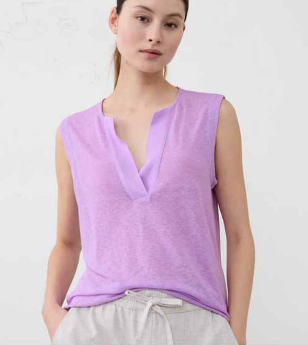Banana Republic Factory Linen-Blend Split-Neck Tank
