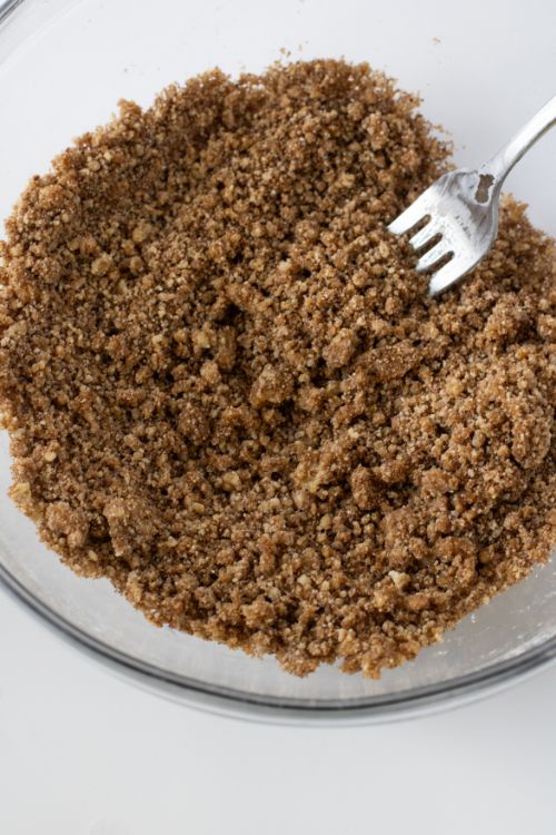 mix streusel topping ingredients with a fork