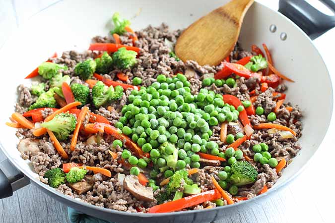add beef and peas stir fry