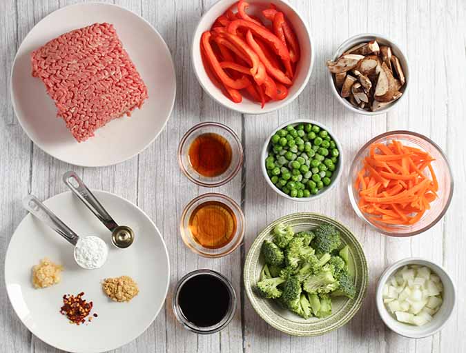 Ground Beef Stir Fry with Sweet & Spicy Sesame Sauce iingredients