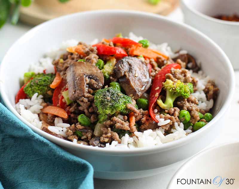 Ground Beef Stir Fry with Sweet & Spicy Sesame Sauce fountaino30